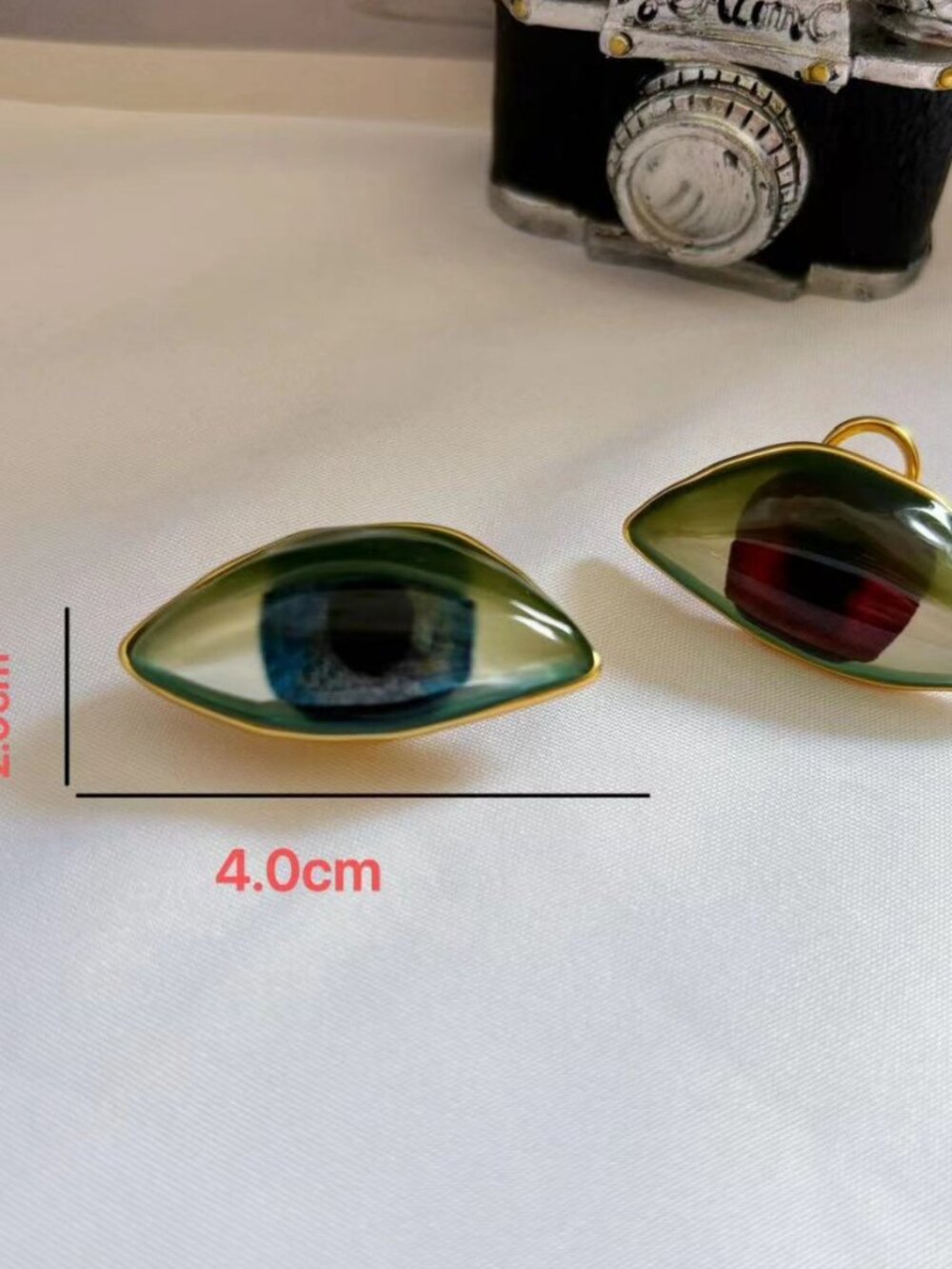 Schiaparelli Enamel Eye Stud Earrings - Picture 2 of 4